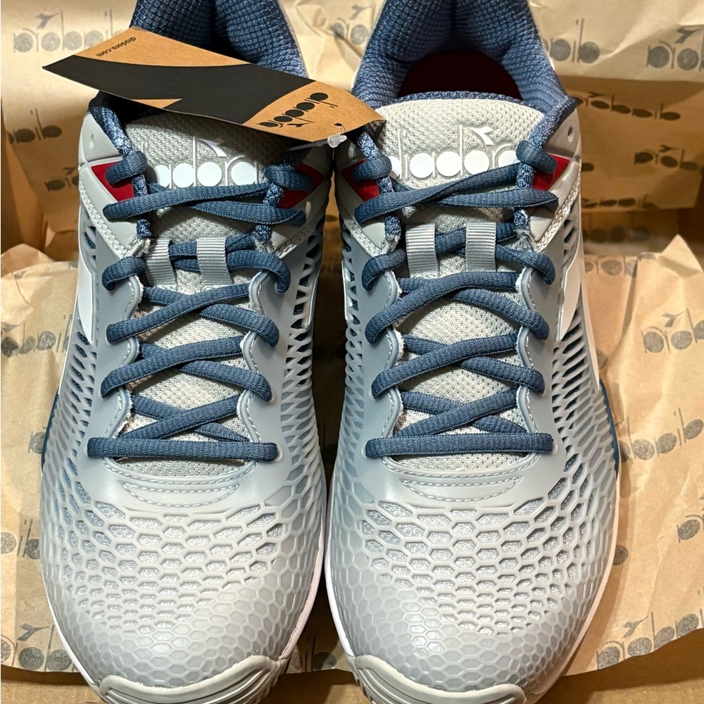 Adidas Light Gray and Navy Sneakers